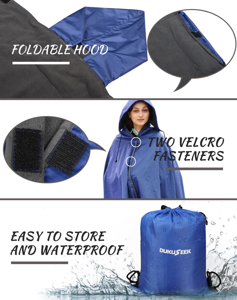 DUKUSEEK Outdoor Waterproof Stadium Blanket, XL Large (79x56) Hooded Stadium Blankets with Fleece,Portable,Warm Outside Blankets for Cold Weather, Camping, Sports, Beach, Football, Festivalsâ€¦ - Image 3